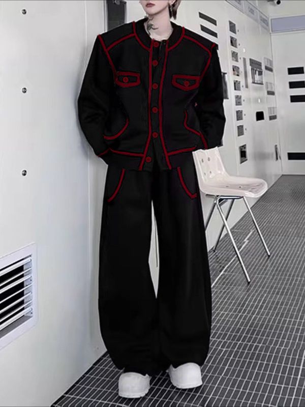 Men's Color Block Stitch Two Pieces Outfit SKUL34183