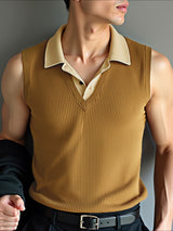 Men's Fake Two Piece Colorblock Knit Tank SKUL20882