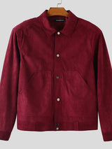 Men's Faux Suede Loose Cropped Long Sleeve Jacket SKUL33858