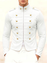 Men's Vintage Steampunk Military Drummer Long Sleeve Cardigan SKUL78983