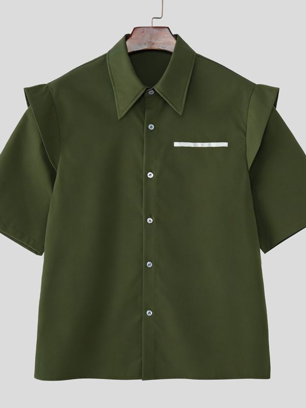 Men's Faux Two Piece Design Half Sleeve Shirt SKUL53154