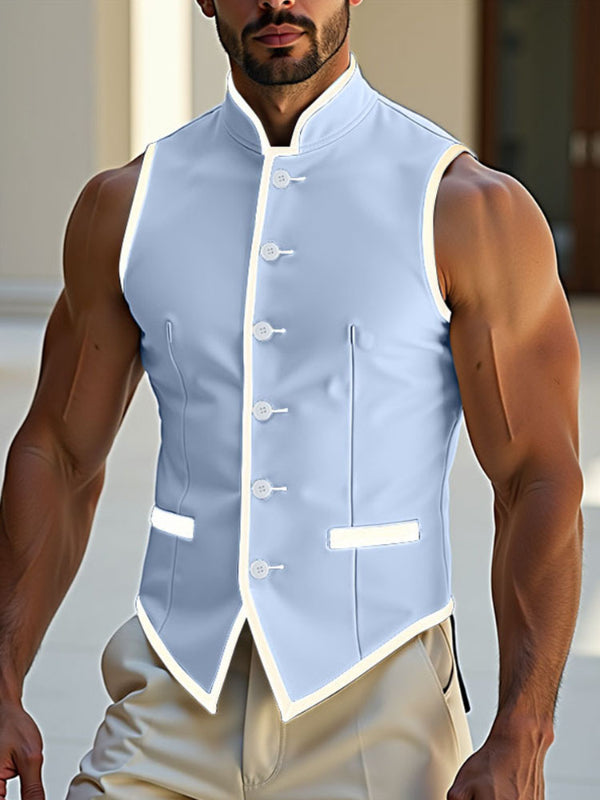 Men's Colorblock Casual Waistcoat SKUL21133