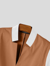 Men's Avant-Garde Deconstructed Stage Runway Side Cutout Strappy Tie Pointed Hem Blazer SKUL85227