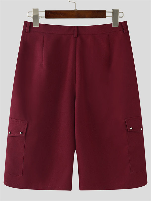 Men's Metal Stud Loose Fit Cropped Short SKUL24774