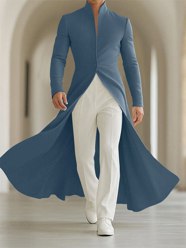 Men's Ruffled Hem Stand Collar Long Sleeve Blazer SKUL25000