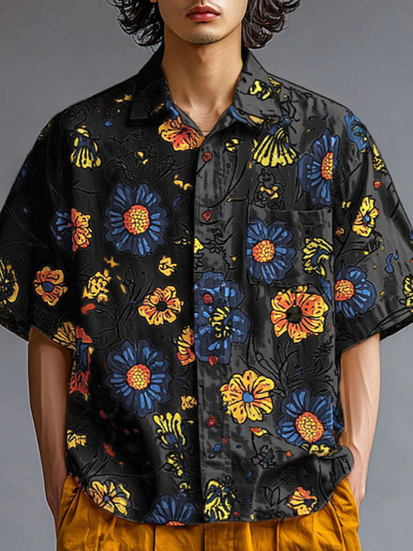 Mens Colorful Floral Print Short Sleeve Shirt SKUL17004