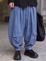 Men's Japanese Utility City Walk Pleated Low Flap Pocket Balloon Cargo Pant SKUL83985