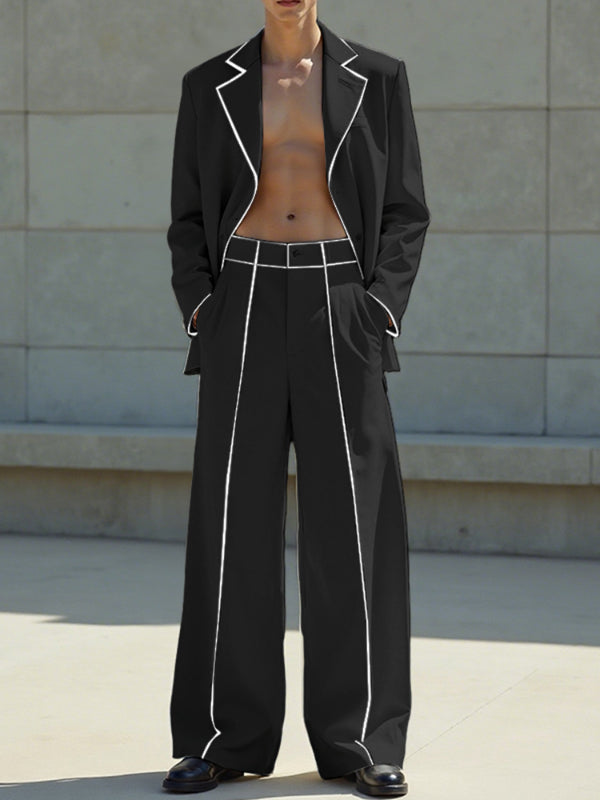 Men's Bold Stripe Colorblock Casual Two Pieces Outfit SKUL24196