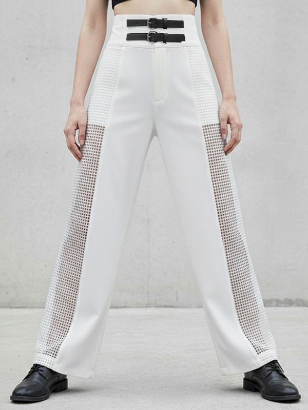 Men's Vertical Mesh Inserts High-Waisted Wide-Leg Pant SKUL59994