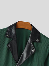 Men's Knit Textured Contrast Collar Long Sleeve Sweater SKUL45341