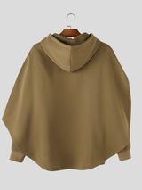 Men's Urban Casual Asymmetric Cape Overlay Drop Shoulder Long Sleeve Hooded Collar Hoodie SKUL82467