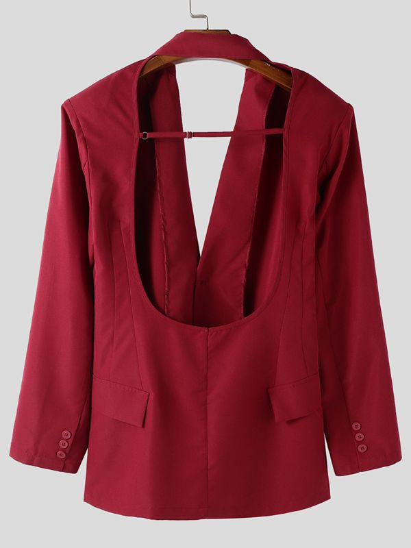 Men's Deconstructed Open Back Casual Long Sleeve Blazer SKUL42310