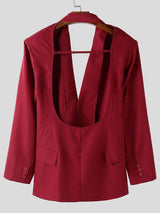 Men's Deconstructed Open Back Casual Long Sleeve Blazer SKUL42310