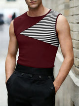Men's Striped Patchwork Casual Tank SKUL58538