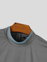 Men's Avant-Garde Party Thigh Strap Cutout Color Block Short Sleeve Crew Neck Bodysuit SKUL79524