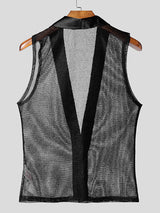 Mens Sheer Mesh Panel Satin Tank SKUL04245
