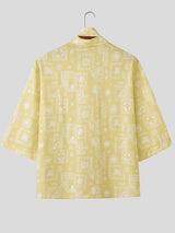 Men's Striped Lace Print Half Sleeve Shirt SKUL39409