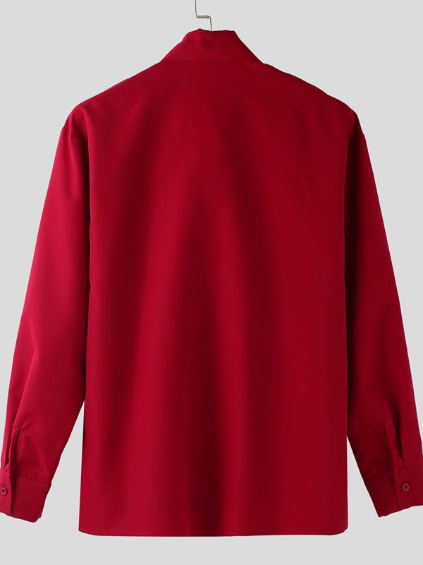 Men's Bow Tie Long Sleeve Shirt SKUL37606