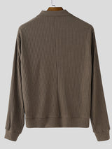 Men's Knit Textured Double Breasted Casual Long Sleeve Jacket SKUL30440