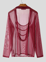 Men's Sheer Mesh Layered Long Sleeve T-shirt SKUL50564