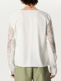 Mens Lace Patchwork Long Sleeve Shirt SKUK48605