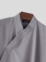 Men's Asymmetric Cape Patchwork Textured Long Sleeve Cardigan SKUL26116