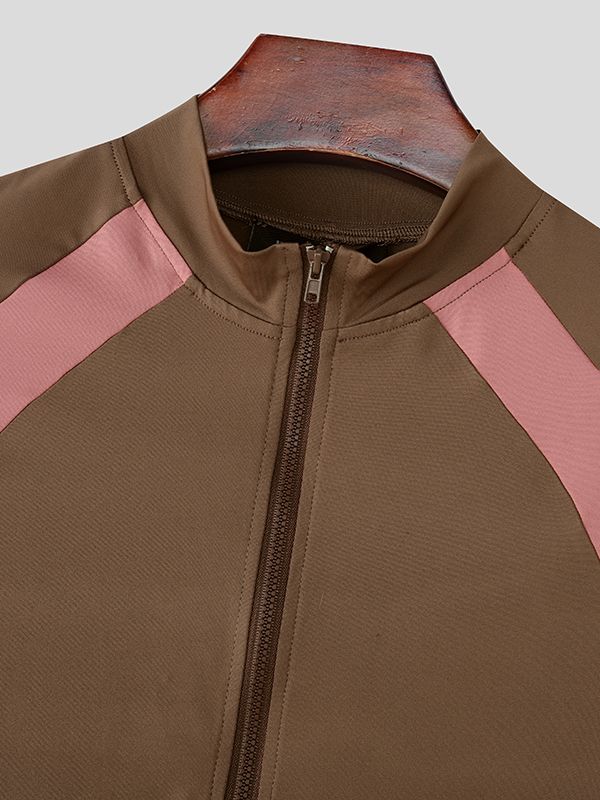 Men's Color Block Zip Bodysuit SKUL36637