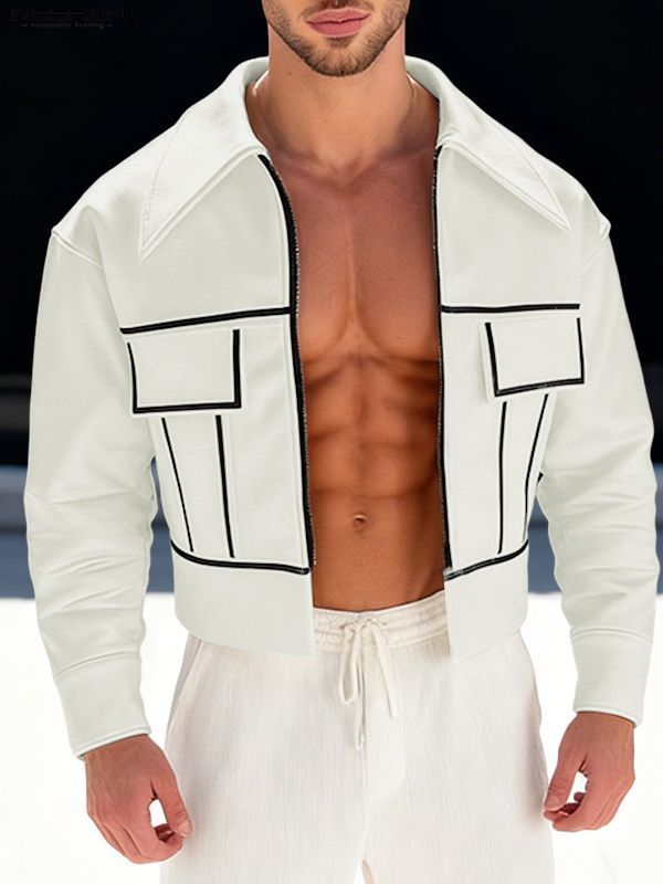 Men's Contrast Line Long Sleeve Jacket SKUL48869