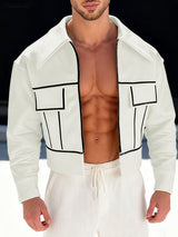 Men's Contrast Line Long Sleeve Jacket SKUL48869