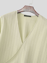 Mens Solid Color Textured Casual Two Pieces Outfit SKUL15627