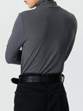 Mens Tie Neck Fringe Detail Rib-Knit T-Shirt SKUK29968