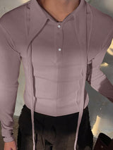 Men's Pinstripe Patchwork Long Sleeve Shirt SKUL23754