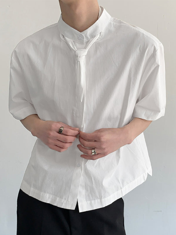 Mens Solid Color Textured Short Sleeve Shirt SKUL17028