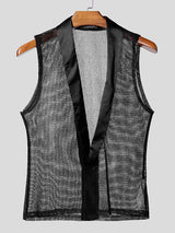 Mens Sheer Mesh Panel Satin Tank SKUL04245