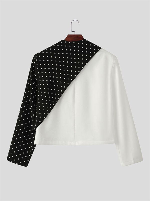 Men's Polka Dot Print Long Sleeve Blazer SKUL25786