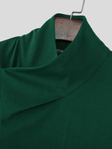 Men's Solid Color Asymmetric Placket Collar Long Sleeve Shirt SKUL50052