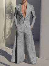 Men's Casual Striped Long Sleeve Jumpsuit SKUL30774