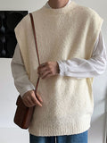 Mens Solid Button Design Fleece Sleeveless Waistcoat SKUK29992