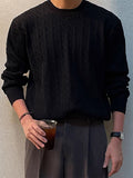 Mens Cable Knit Solid Casual Pullover Sweater SKUK39978