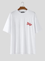Mens Heart Letter Print Short Sleeve T-Shirt SKUL15082