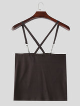 Mens Metal Bar Spliced Striped Tank SKUK92819