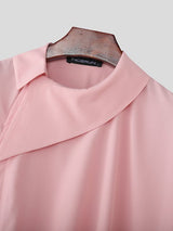 Men's Deconstructed Asymmetric Collar Short Sleeve Shirt SKUL53029