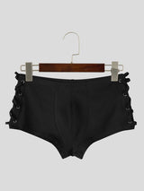 Men's Sexy Avant-Garde Beach Pool Side Lace-Up Cutout Low-Rise Swim Trunk SKUL83080