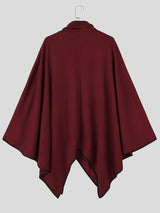 Men's Retro Techwear Stage Performance Wrap High Neck Pointed Draped Hemline Heavyweight Cloak SKUL82407
