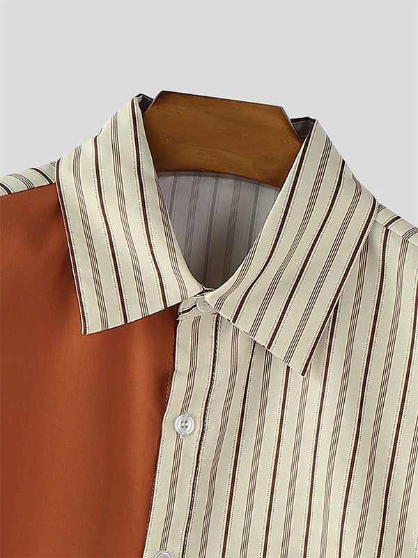 Men's Colorblock Striped Long Sleeve Shirt SKUL27294