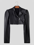 Mens PU Leather Biker Jacket Crop Top SKUK34393