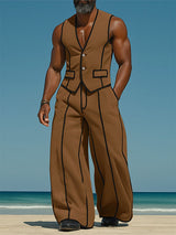 Men's Bold Stripe Colorblock Casual Two Pieces Outfit SKUL24960