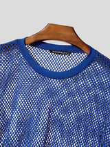 Men's Sheer Mesh Loose Fit Long Sleeve T-shirt SKUL55425