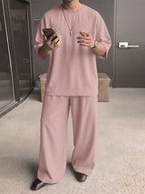 Men's Solid Color Semi Sheer Casual Two Pieces Outfit SKUL53020