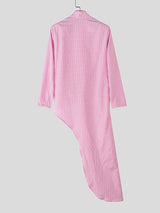 Men's Striped Asymmetrical Hem Long Sleeve Blazer SKUL33050